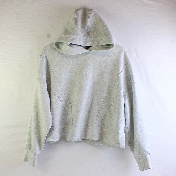 Yogalicious Women's S White Heather Scuba New Flow Crop Hoodie Sweatshirt 