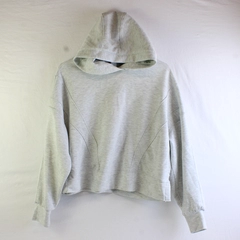 Yogalicious Women's S White Heather Scuba New Flow Crop Hoodie Sweatshirt 