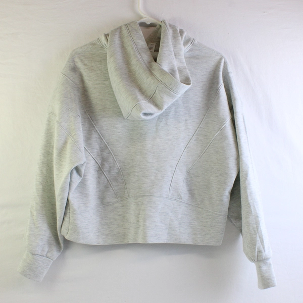 Yogalicious Women's S White Heather Scuba New Flow Crop Hoodie Sweatshirt 