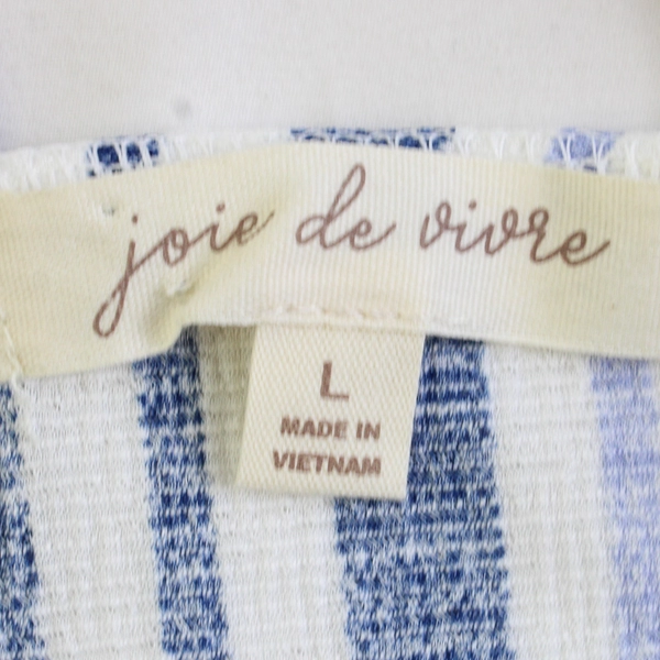 Joie De Vivre Women's L Blue and White Sleeveless Blouse