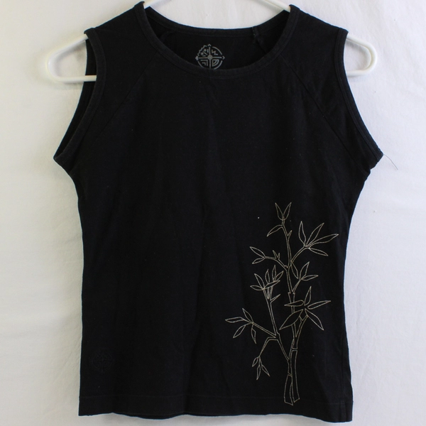 Indigenous Designs Women's XS Black Sleeveless Shirt with Bamboo Graphics