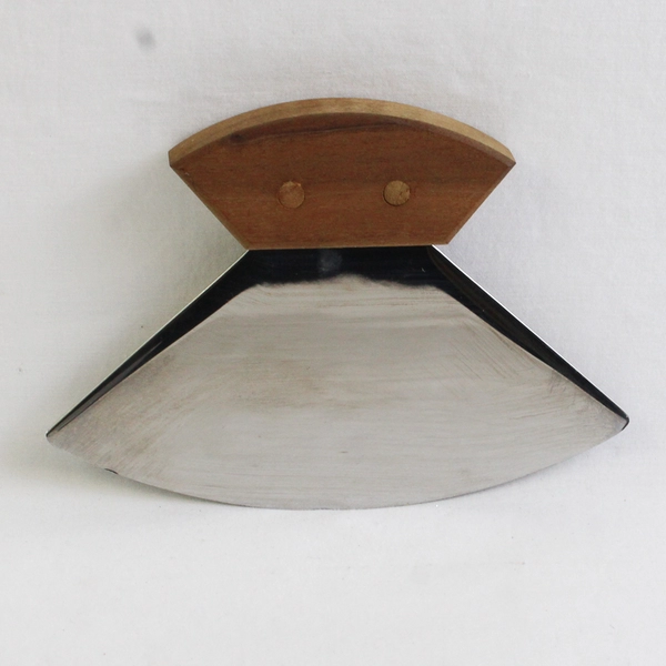 Alaska Ulu Knife with Wooden Handle, Wolves Carving No Stand