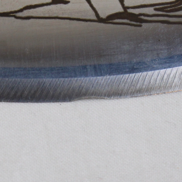 Alaska Ulu Knife with Wooden Handle, Wolves Carving No Stand