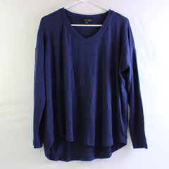 Well Worn Women's M Navy Blue Long Sleeve V Neck Knit Sweater 