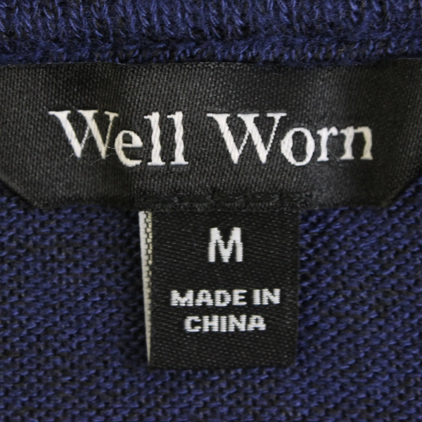 Well Worn Women's M Navy Blue Long Sleeve V Neck Knit Sweater 