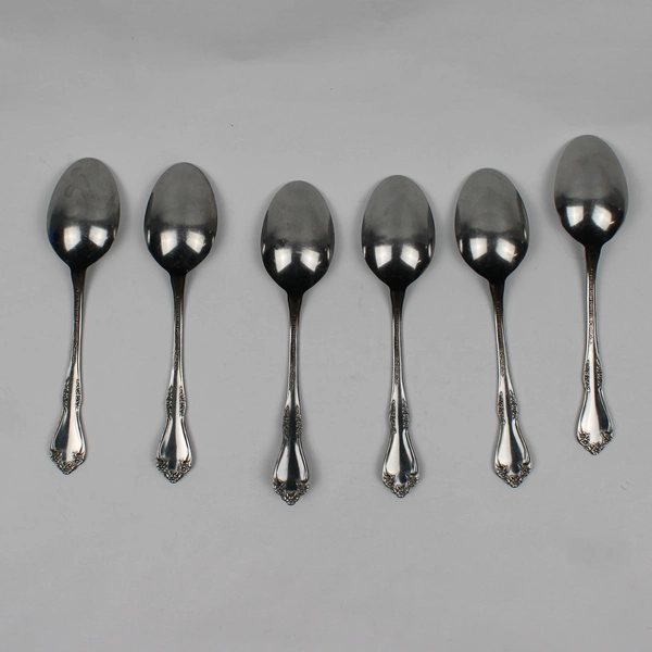 Lot Of 6 Oneida Silver Mansfield (Stainless) Flatware Soup Spoons 7" Long