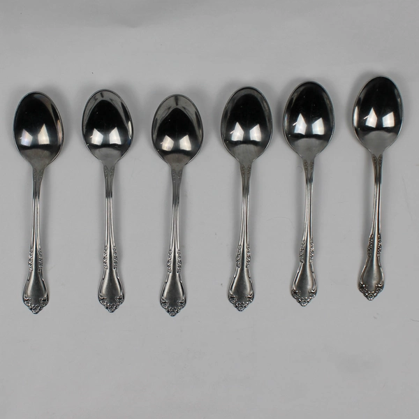 Lot Of 6 Oneida Silver Mansfield (Stainless) Flatware Soup Spoons 7" Long