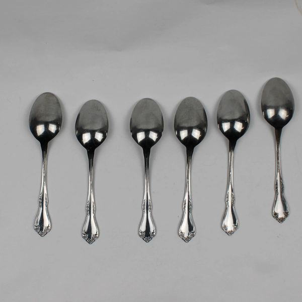 Lot Of 6 Oneida Silver Mansfield (Stainless) Flatware Soup Spoons 7" Long
