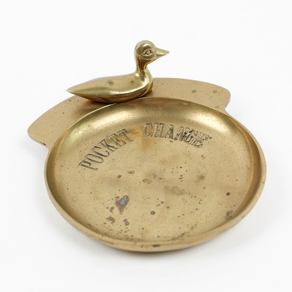 Vintage Brass Duck Pocket Change Coin Dish Key Holder