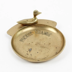 Vintage Brass Duck Pocket Change Coin Dish Key Holder