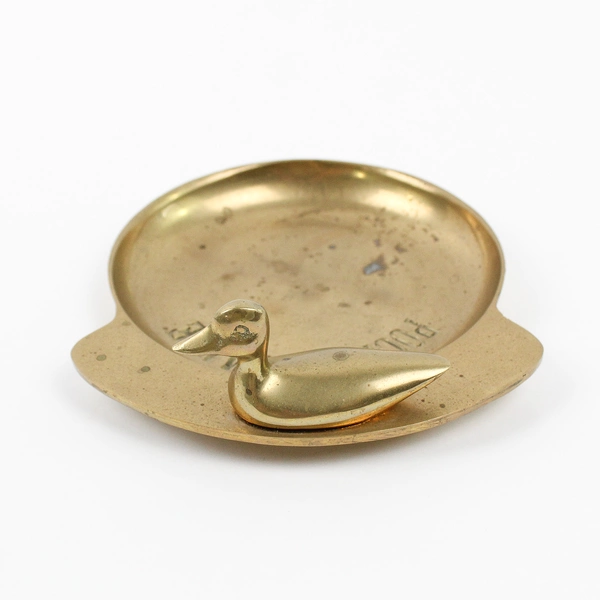 Vintage Brass Duck Pocket Change Coin Dish Key Holder