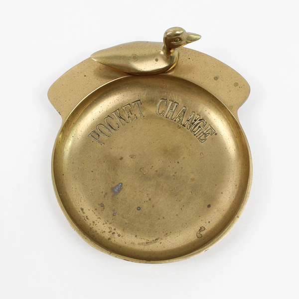 Vintage Brass Duck Pocket Change Coin Dish Key Holder