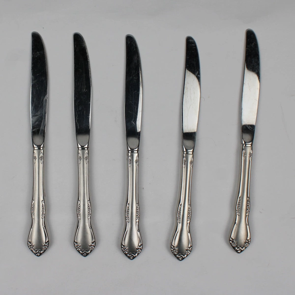 Lot Of 5 Oneida Silver Mansfield (Stainless) Flatware Dinner Knives 9" Long