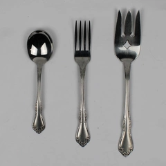 Lot Of 3 Oneida Silver Mansfield (Stainless) Flatware Serving Fork, Fork & Spoon