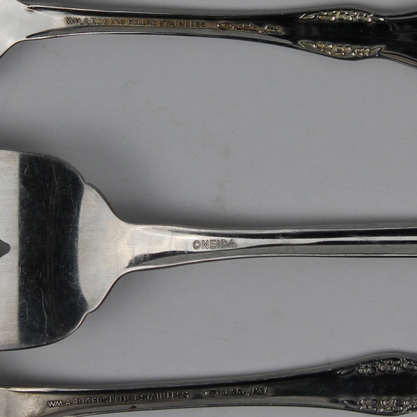 Lot Of 3 Oneida Silver Mansfield (Stainless) Flatware Serving Fork, Fork & Spoon