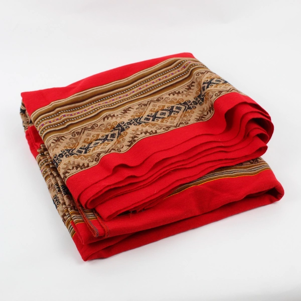 Unbranded Handmade Red/Brown Woven Throw Blanket Decorative 51.5" x 101.5"