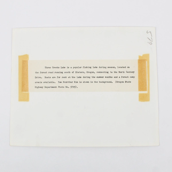 Vintage Three Creeks Lake Fishing 8X10 Photo Sisters Oregon Highway Department