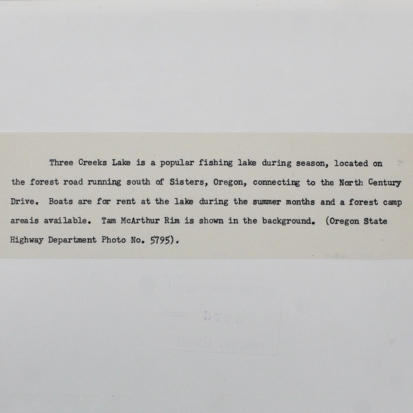 Vintage Three Creeks Lake Fishing 8X10 Photo Sisters Oregon Highway Department