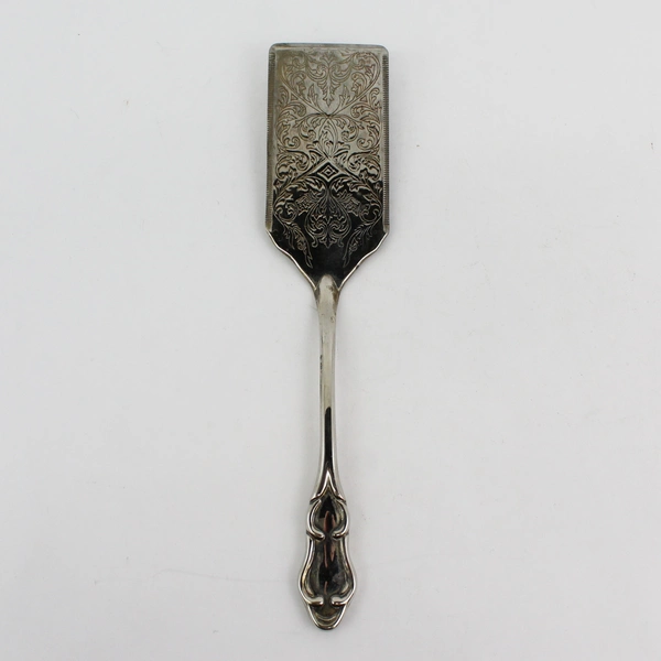 Silver Plated Spatula Server 11 3/4” Scroll Pattern Blade