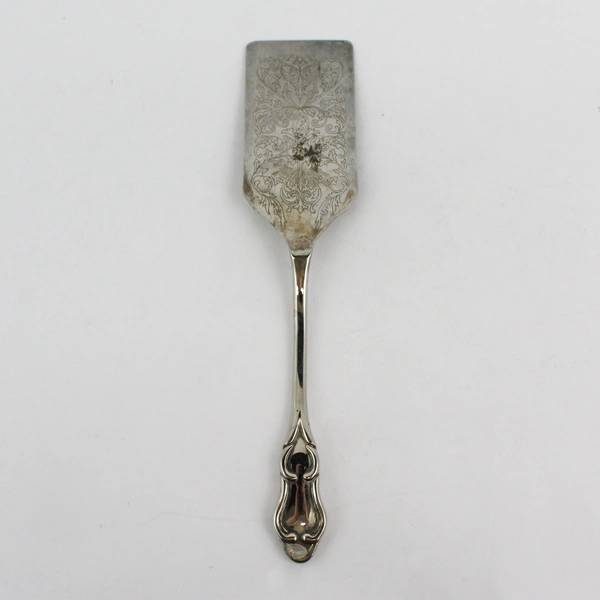 Silver Plated Spatula Server 11 3/4” Scroll Pattern Blade