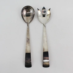Vtg 2pc Three Crowns Silversmiths Silverplated Salad Serving Set Ingrid Pattern