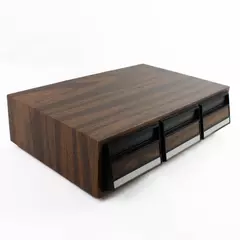 Vintage Wooden 3-Drawer Cassette Tape Storage Case Holds 36 Tapes