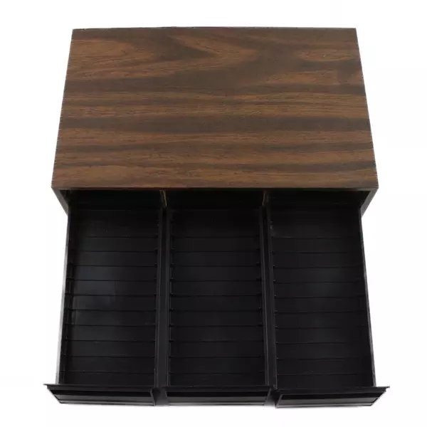 Vintage Wooden 3-Drawer Cassette Tape Storage Case Holds 36 Tapes