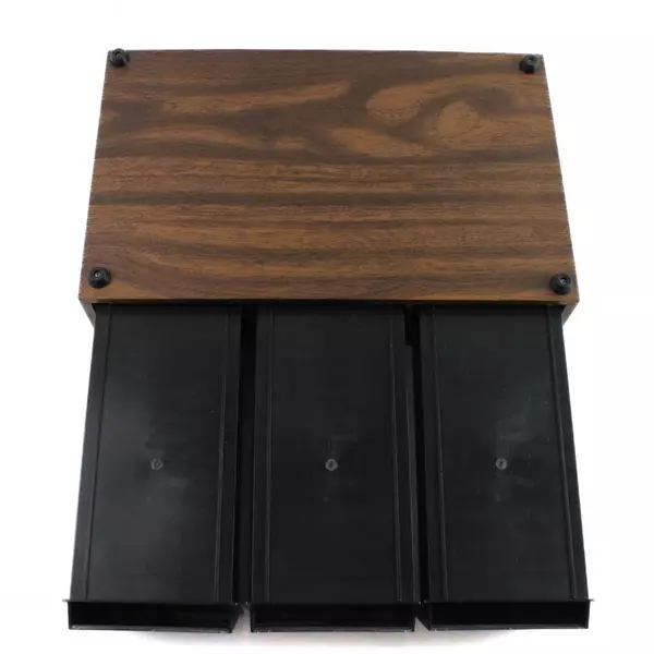 Vintage Wooden 3-Drawer Cassette Tape Storage Case Holds 36 Tapes