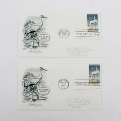 Lot Of 2 1957 Wildlife Conservation Whooping Crane Stamp First Day Covers FDC