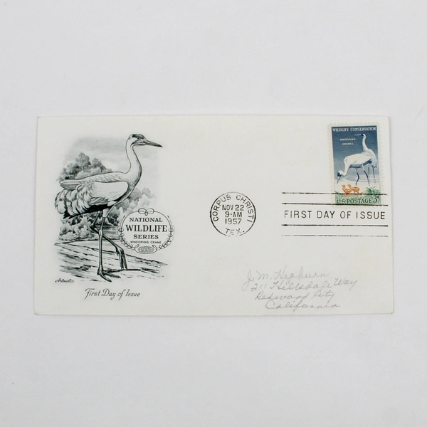 Lot Of 2 1957 Wildlife Conservation Whooping Crane Stamp First Day Covers FDC