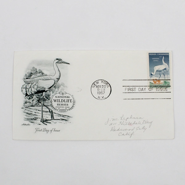 Lot Of 2 1957 Wildlife Conservation Whooping Crane Stamp First Day Covers FDC