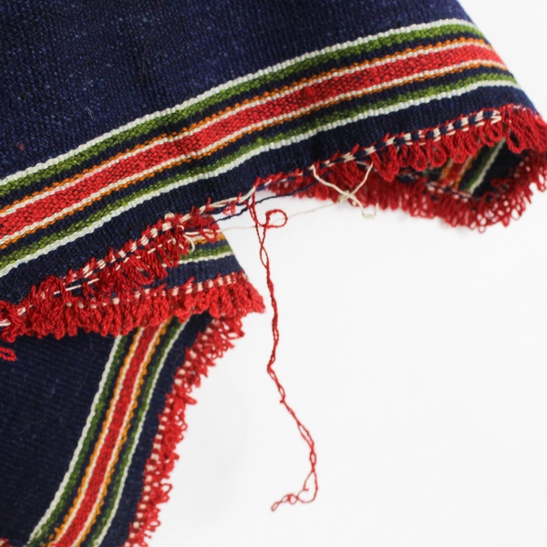  Unbranded Handmade Blue/Red/Green Striped Woven Poncho One Size 48" x 52.5"