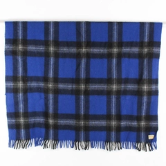 Horner Woolen Mills Company Blue/Black Plaid Wool Throw Blanket 52" x 62"