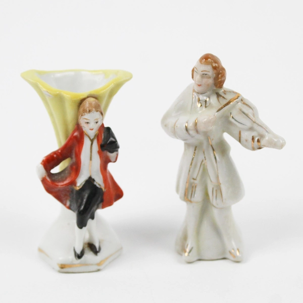 Lot of 2 Made in Occupied Japan White and Gold Porcelain Figurines
