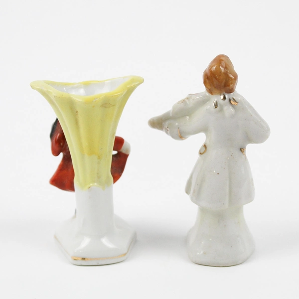 Lot of 2 Made in Occupied Japan White and Gold Porcelain Figurines