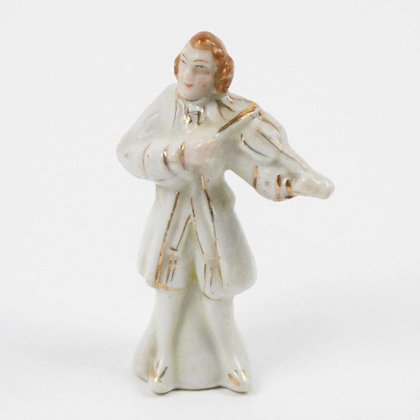 Lot of 2 Made in Occupied Japan White and Gold Porcelain Figurines