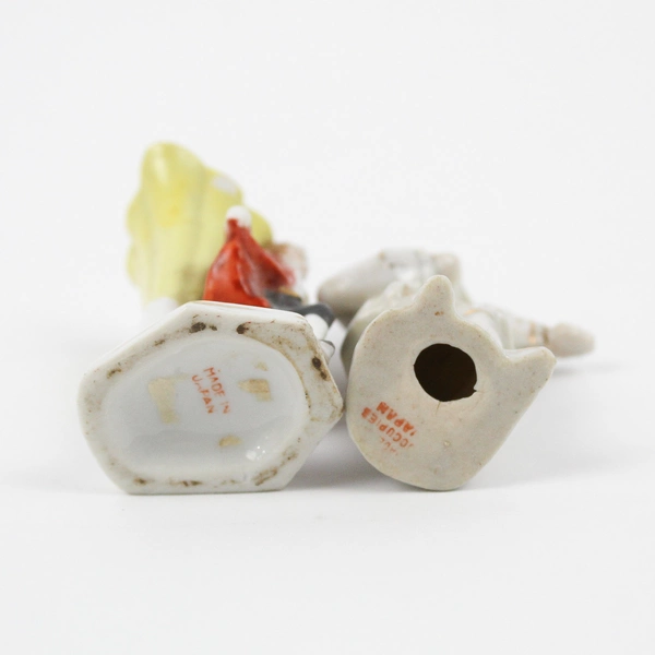 Lot of 2 Made in Occupied Japan White and Gold Porcelain Figurines