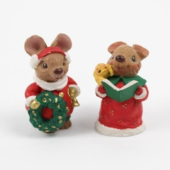 Lot of 2 Russ Berrie & Co. Christmas Mouse Figurines 1980's