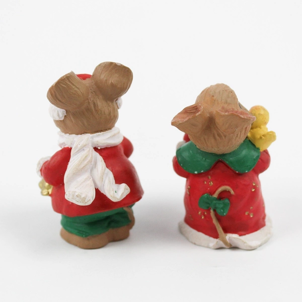 Lot of 2 Russ Berrie & Co. Christmas Mouse Figurines 1980's