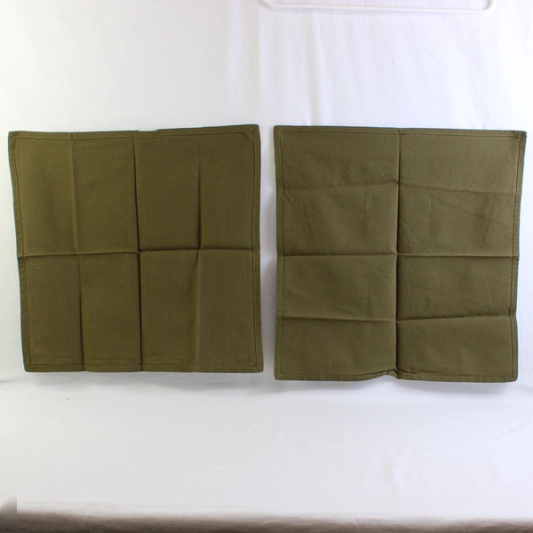 Lot Of 2 Unbranded Matching Solid Olive Green Color Fabric Napkins 18" x 18"