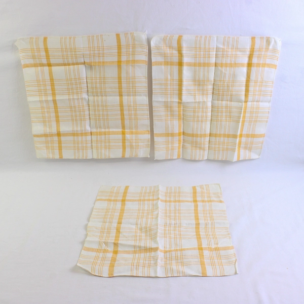 Lot Of 3 Unbranded Matching Orange/White Plaid Fabric Napkins 12.5" x 12.5"
