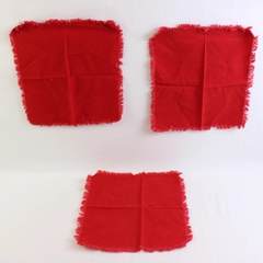 Lot Of 3 Unbranded Matching Solid Red Color Fabric Napkins Fringe 10.5" x 11"
