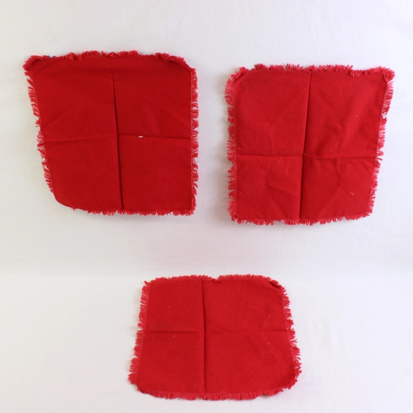 Lot Of 3 Unbranded Matching Solid Red Color Fabric Napkins Fringe 10.5" x 11"
