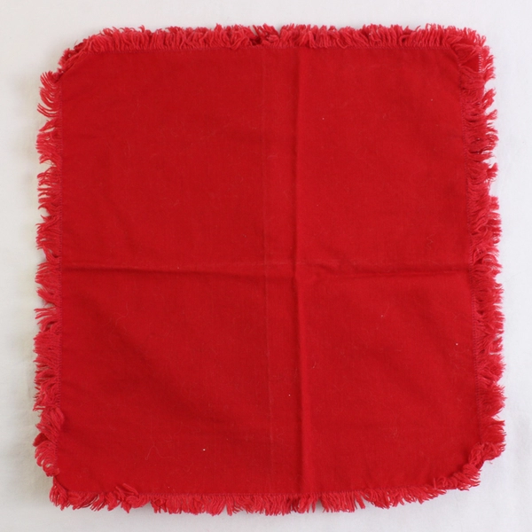 Lot Of 3 Unbranded Matching Solid Red Color Fabric Napkins Fringe 10.5" x 11"