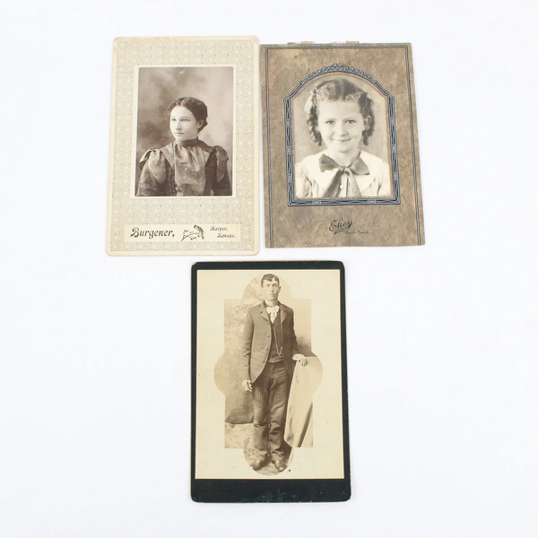 Lot of 10 Family Photos DeLong Leroux Family Harper Kansas 1880s 1940s