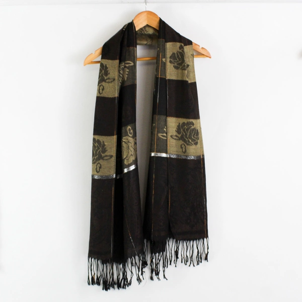 Lot of 3 Brown Toned Fringe Scarves with Multiple Types of Patterns