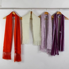 Lot of 4 Multicolor Fringe Rectangle Scarves with Various Textures 