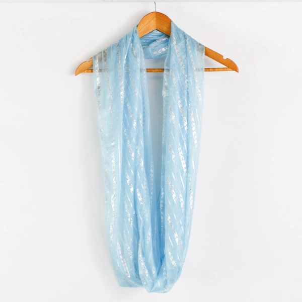 Lot of 2 Unbranded Infinity Scarves Blue and Gray 33"-35"