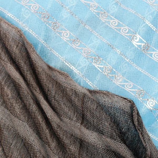 Lot of 2 Unbranded Infinity Scarves Blue and Gray 33"-35"