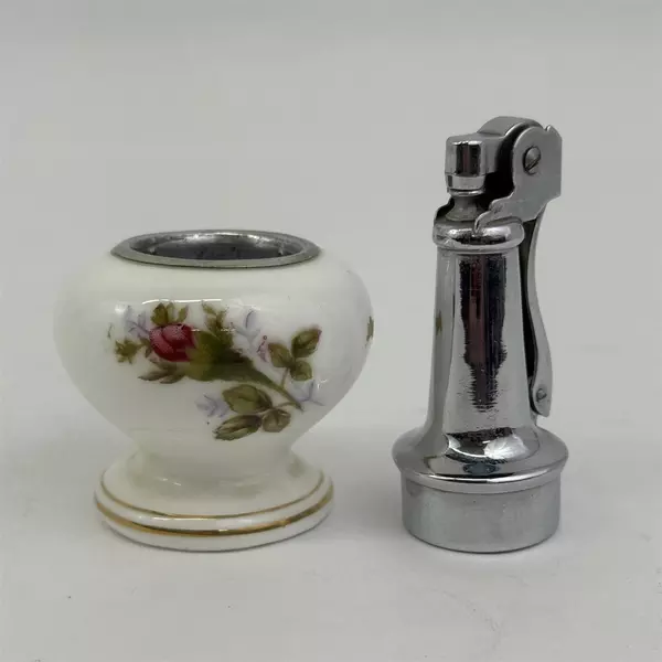 Vintage 1960s Bone China Hand Painted Table Lighter Japan